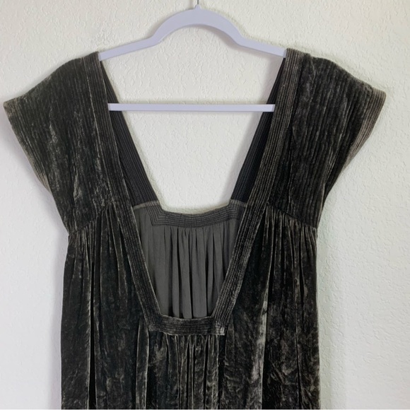 Vivien Ramsay Womens green/ brown 100% silk velvet sleeveless midi dress S - Picture 4 of 10